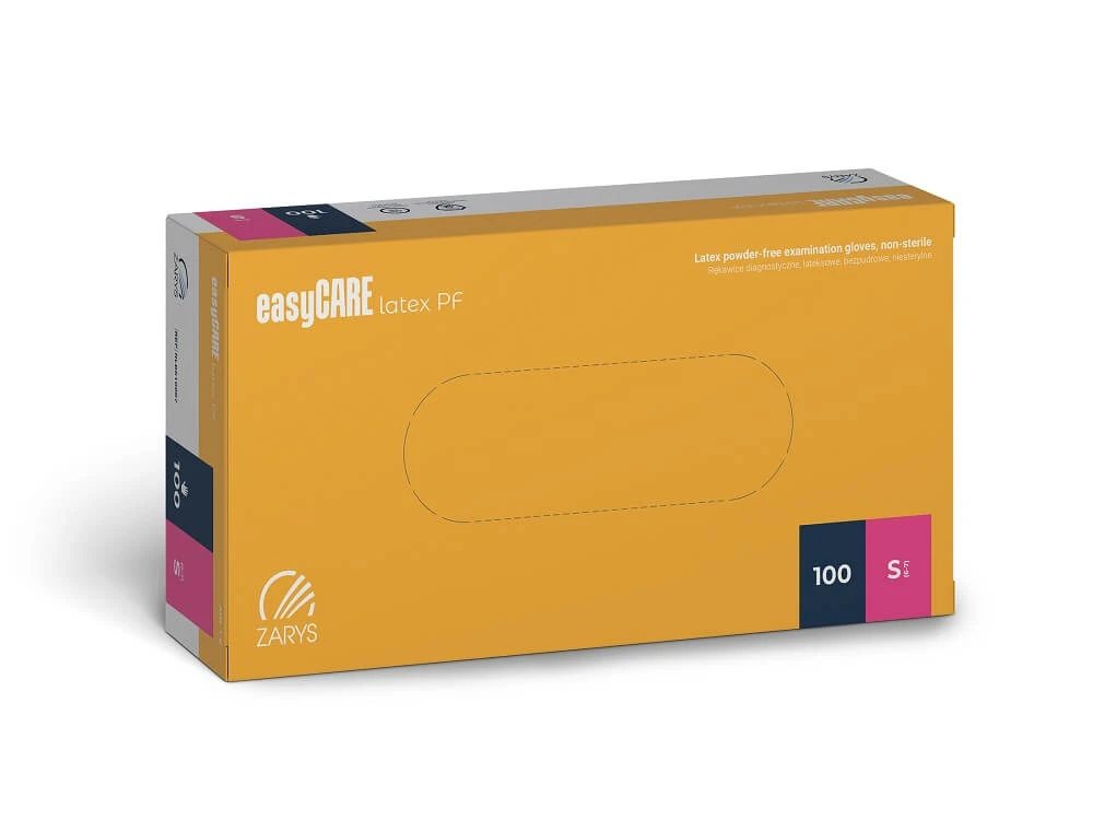 Rękawice diagnostyczne lateksowe bezpudrowe EasyCARE latex PF ZARYS, M - obrazek 3